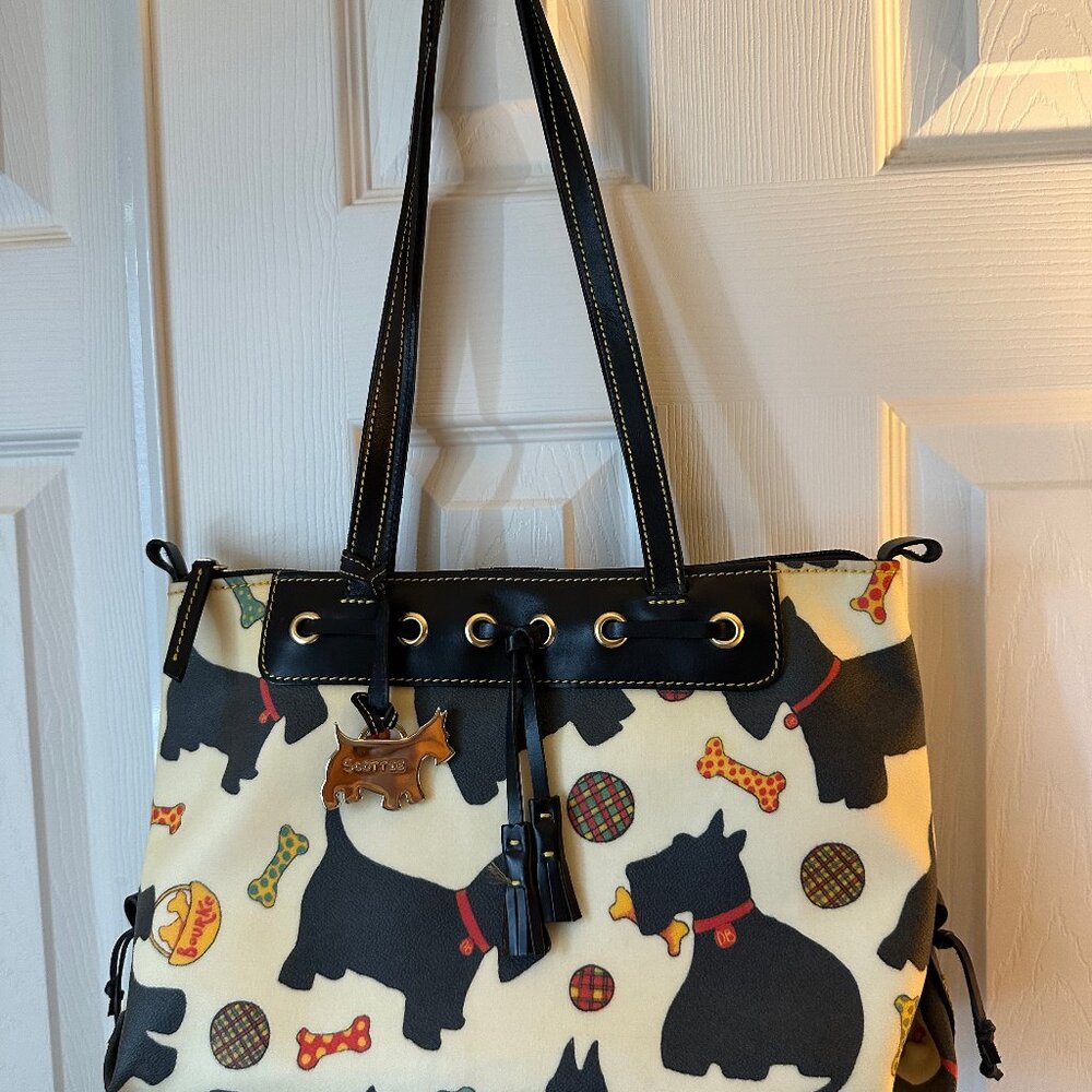 Dooney & Bourke Cream/Black Scottie Dog  Purse - Clean Inside & Out